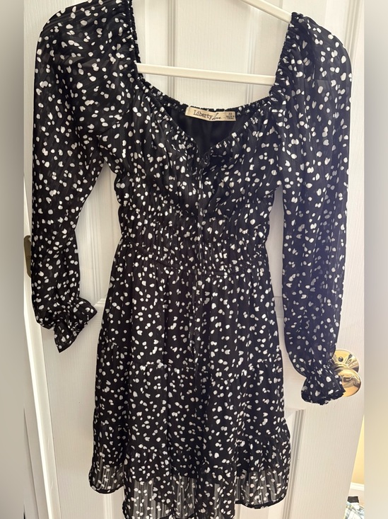 Liberty Love Other - NWOT Coquette style black and White Printed Long Sleeve Smocked Waist Dress
